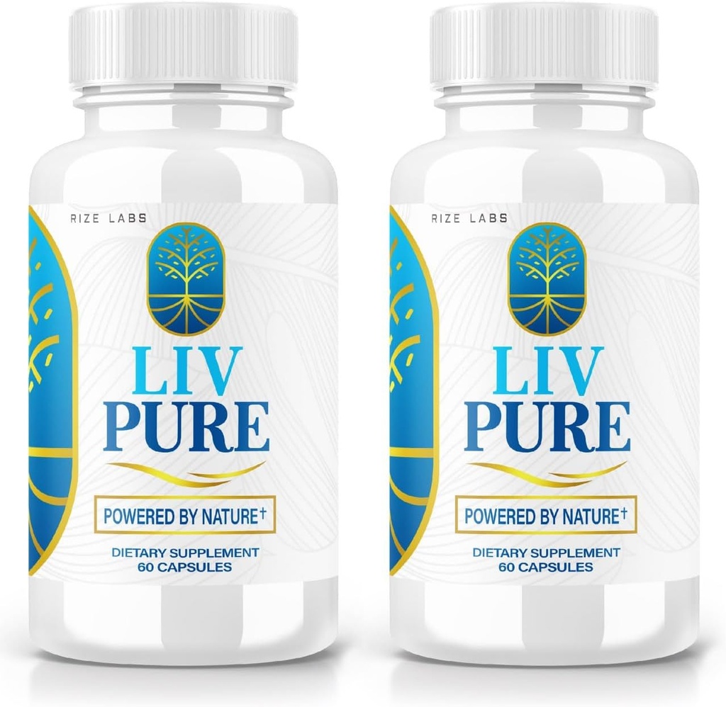 rize labs - LivPure Powered by Nature - Advanced Fórmula - Soporte Puro Suplemento dietético para soporte de hígado, fuerza adicional, Vegan, píldoras de función de hígado (120 cápsulas)