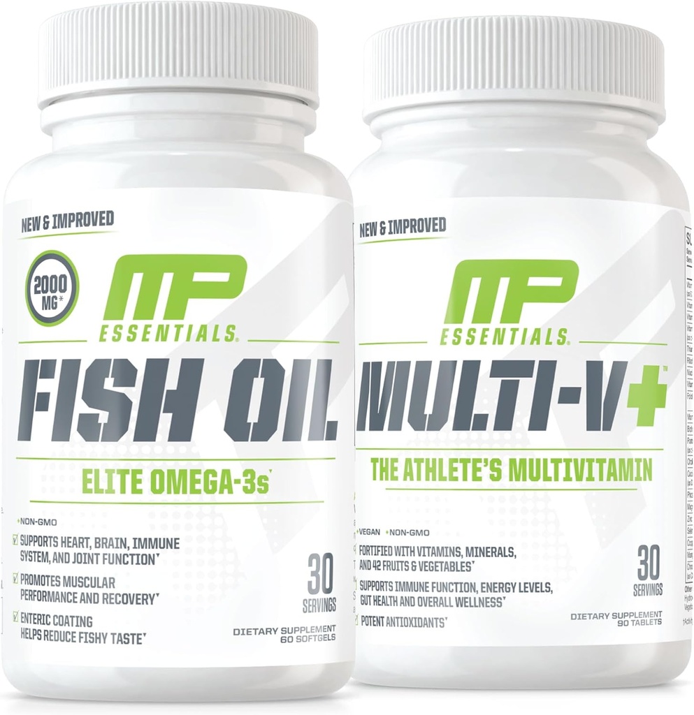 Muscle Pharm Essentials Multi-V+ & MusclePharm Essentials Fish Oil Elite Omega 3 Suplemento