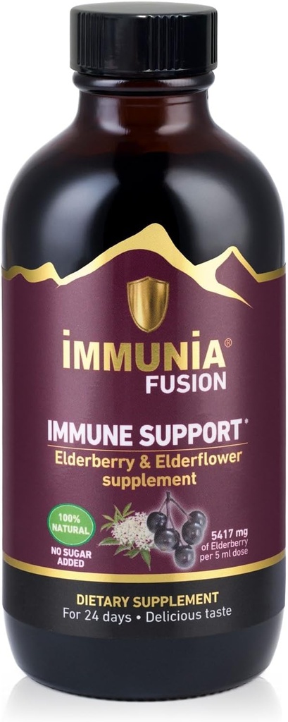 Immunia Fusion - Mejora tu Apoyo Inmunitario. Una poderosa fórmula hecha con elderberries, elderflowers, y frutas azules ricas en polifenoles. Una Fórmula antioxidante concentrada. (1-Pack)