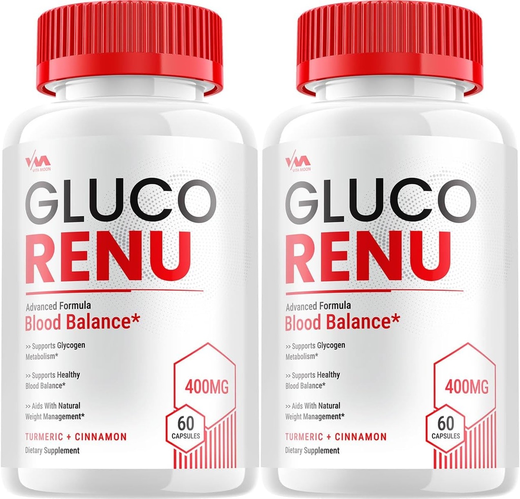 (2 Pack) Gluco Renu Supplement, GlucoRenu Capsule - Advanced Formula Gluco Renu, GlucoRenu Maximum Strength Reviews, 120 cápsulas
