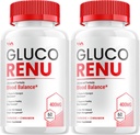 (2 Pack) Gluco Renu Supplement, GlucoRenu Capsule - Advanced Formula Gluco Renu, GlucoRenu Maximum Strength Reviews, 120 cápsulas