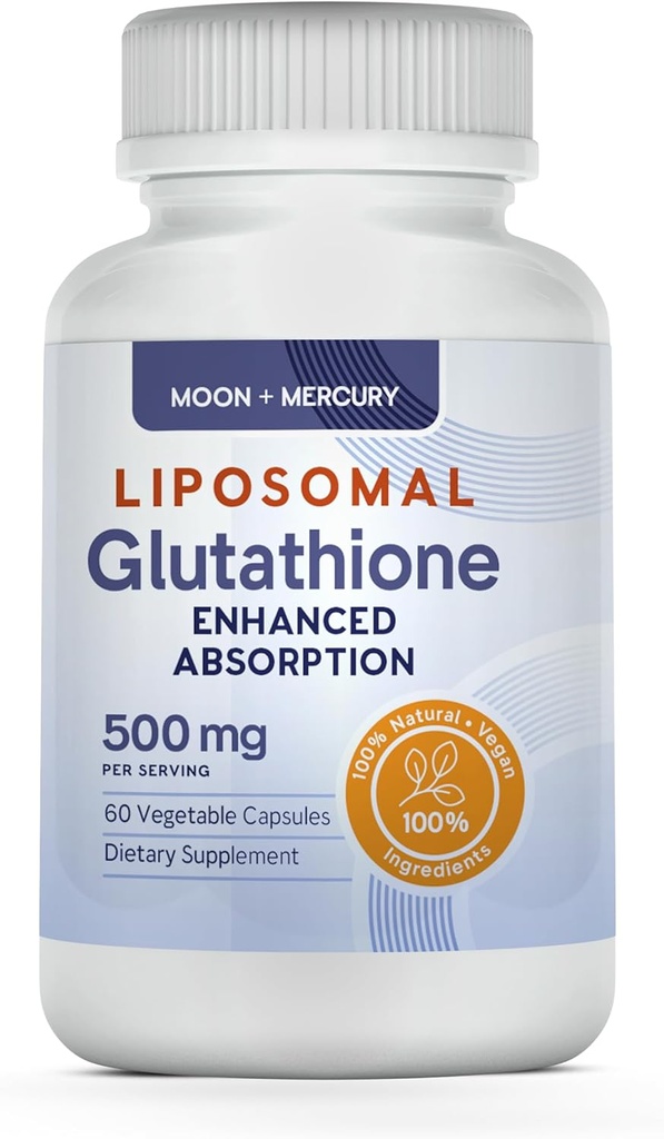 Liposomal Glutathione Non-GMO, Gluten Free 500mg Suplemento - mayo Proporcionar soporte inmunitario, hígado desintoxicación, salud cerebral y salud cardíaca - 60 Glutathione Capsules