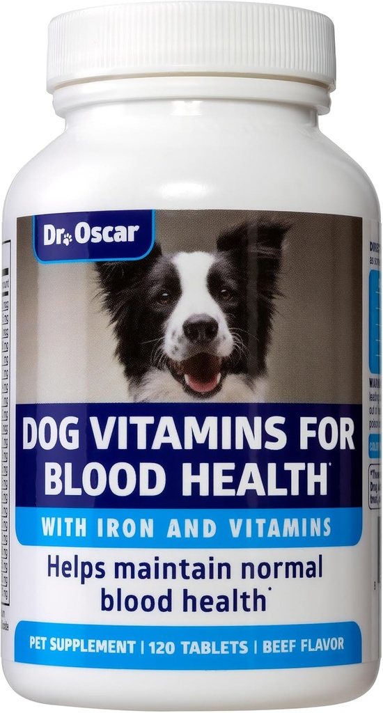 3in1 Ayuda de sangre, inmunidad " energía para perros, suplemento de hierro para perros, ayuda a mantener la salud sanguínea, niveles normales de células rojas " función normal de cierre, 120 tabletas