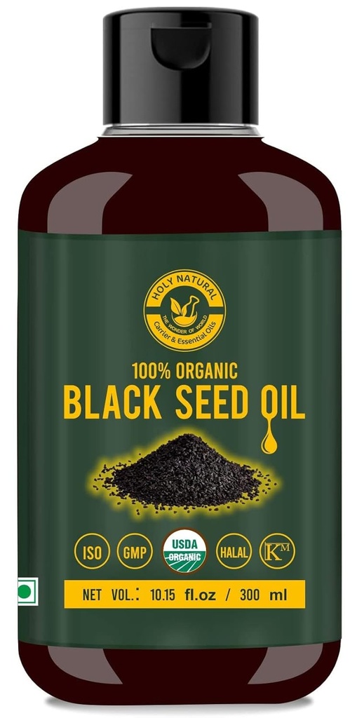 Semillas Negras/Nigella Sativa/Kalonji Aceite de Semillas (10.15 fl oz), Virgen Cold-Presed, Pura & Natural, No GMO, Aceite de Semilla Negra sin Tratamiento - Fuente de Thymoquinone &amp; Omega 3,6 &amp; 9