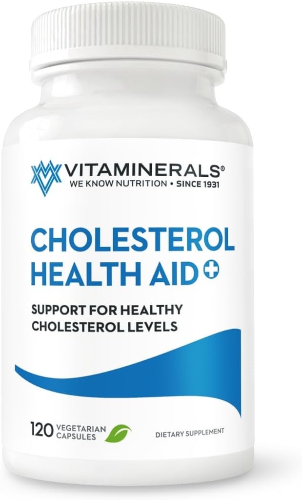 Vitaminerals® 125 Cholesterol Health Aid Plus ← Niacin ← CoQ10 ← Ajo ← Complejo Phytolestrol Silencio 60 cápsulas vegetales