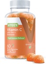 Viteey Vitamina C Gummies para adultos " Adolescentes con zinc " Echinacea - Immune Support Gummies - Vegan, Gelatin Gratis, Gluten Gratis, GMO Gratis - Tasty Vitamin C Chewable Orange Flavored Gummy