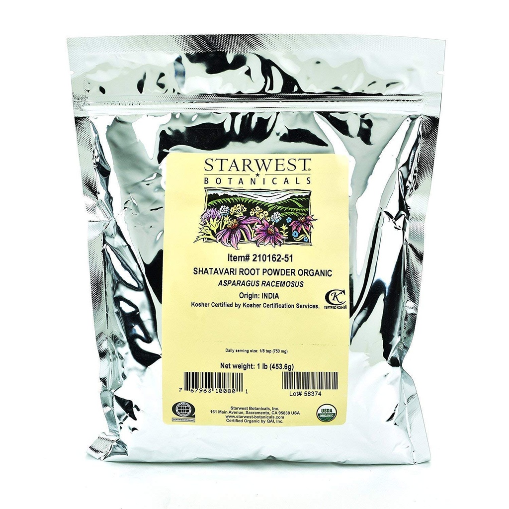 Starwest Botanicals Orgánica Shatavari Root Powder, 1 libra