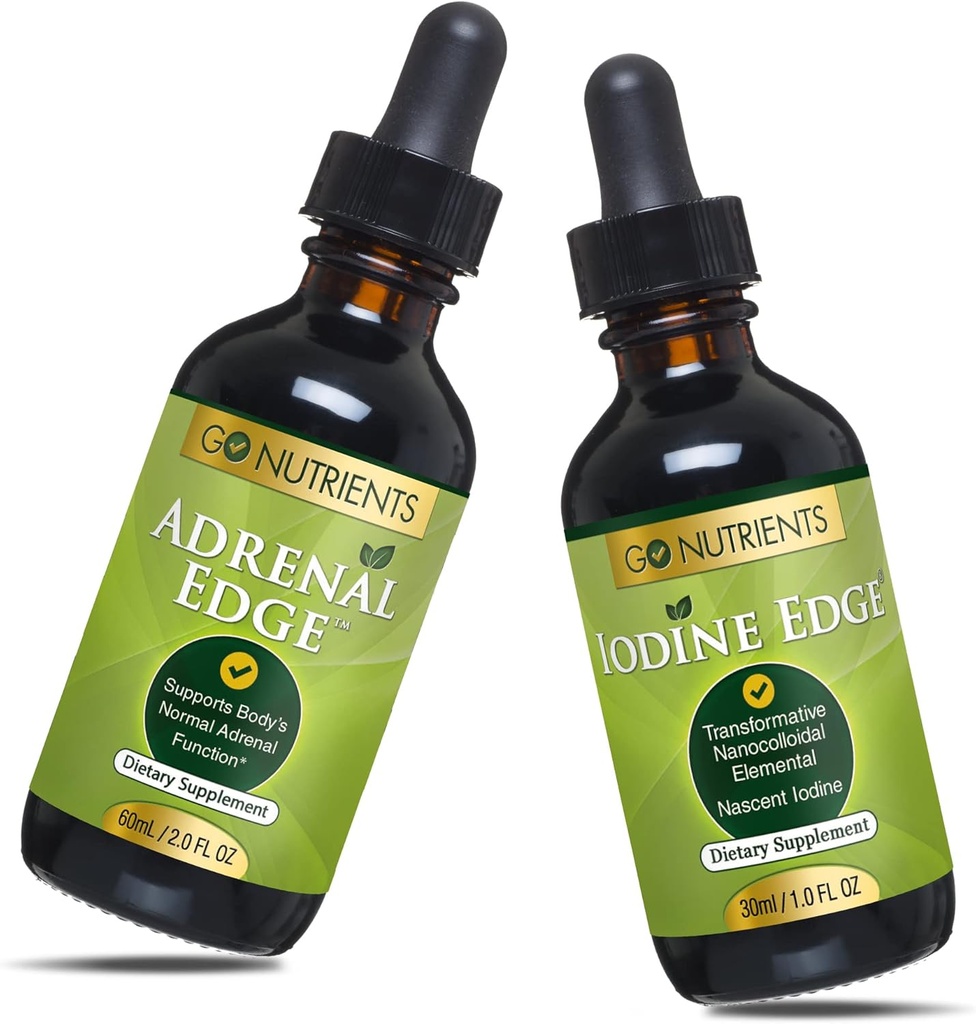 Go Nutrients Adrenal Edge " Nascent Iodine Supplement TEN High Potency Liquid Drops - Non-GMO, Gluten-Free Iodine Edge Supplement TEN Energy " Fatigue Supplement Cortisol Manager Liquid Drops