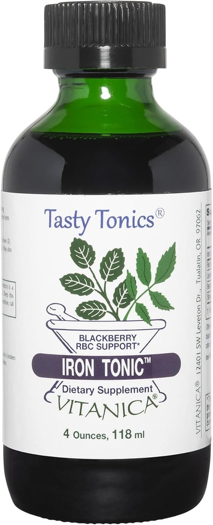 Vitanica Iron Tonic, Suplemento de Hierro Líquido, Red Blood Cell Support, Vegan, 4 Ounce
