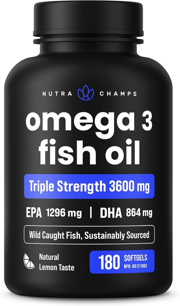 Triple Fuerza Omega 3 Fish Oil 3600 mg TENIDO EPA & DHA TEN 180 Softgels TENIDO Burpless Fish Oil Suplemento, Wild Caught TEN Durante 2100mg Omega-3 Fatty Acids Suplementos TEN Natural Lemon Flavor Omegas 3 Píldoras