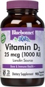 BlueBonnet Nutrition Vitamina D3 1000 UI, Ayuda en el crecimiento muscular y esquelético, Cholecalciferol de Lanolin, No GMO, Libre de gluten, Soy Free, Milk Free, Kosher, 90 cápsula vegetal, blanco