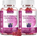 Glucosamine Chondroitin Suplementos con MSM &amp; Elderberry TEN Glucosamine Chondroitin Gummy para Adultos &amp; Mujeres Hombres TEN Glucosamine condroitin Gummies Extra Strength TEN Joint Supplement TEN 2 Pack