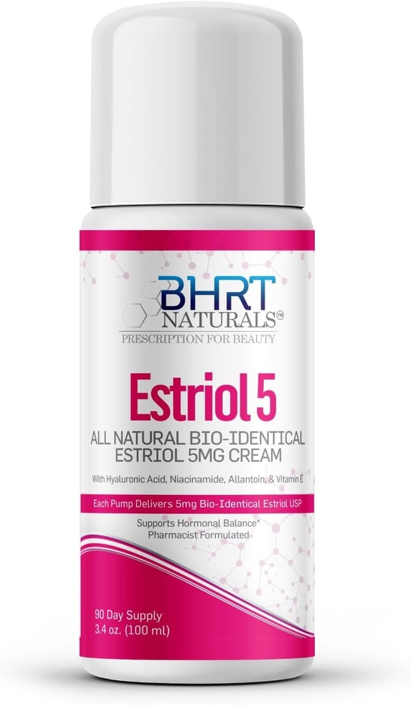 Crema de estrógeno para las mujeres Alivio de la menopausia – Crema de Estriol Bioidentico Natural - Equilibrio hormonal BHRT - Farmacéutico Formulado, Grado Profesional - Hecho en EE.UU., Blanco