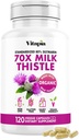 Vitapia Organic Milk Thistle Extract 70:1 Supplement - Liver Cleanse Detox &amp; Repair, Liver Health Support, Antioxidants - 120 Vegan Capsules, Non GMO, Gluten Free