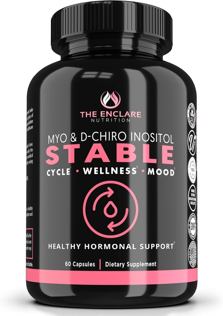 THE ENCLARE NUTRITION Myo-inositol, D-Chiro Inositol Capsules (Optimal 40:1 Ratio) ← Fertilidad, Natural PCOS Suplementos para Mujeres, Equilibrio hormonal, Apoyo Ovárico Saludable