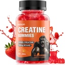 HOOLOO Creatine Gummies 5000mg Cretine Monohydrate, 1000mg BCAAs per Serving - Chewable Vegan Sugar Gummies gratis, Strawberry Flavour (1 Month Supply)