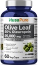 NusaPure Hoja de Oliva 50:1 Extracto, 500 mg Equivalente a 25.000 mg - 50% Oleuropeina Vegan/Vegetariano - Super Fuerza Sin Petróleo 60 cápsulas