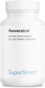 Supersmart - Resveratrol 40mg por día (Well-Tolerated) - Extracto de Uvas Rojas Orgánicas - Suplemento de Resveratrol de Alta Potencia ← No GMO &amp; Gluten Gratis - 90 cápsulas vegetarianas