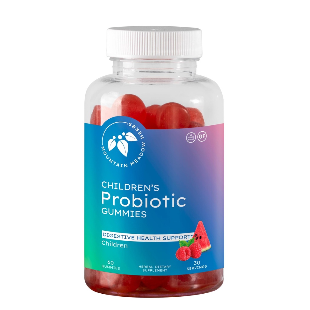 Herbs de prado de montaña Gummies Probióticos para niños ← Regularidad Digestiva Apoyo Silencioso Sistema Immune + Microbioma Salud para niños Silencio Edades 3+ No Añadido Sugar 60 ct.