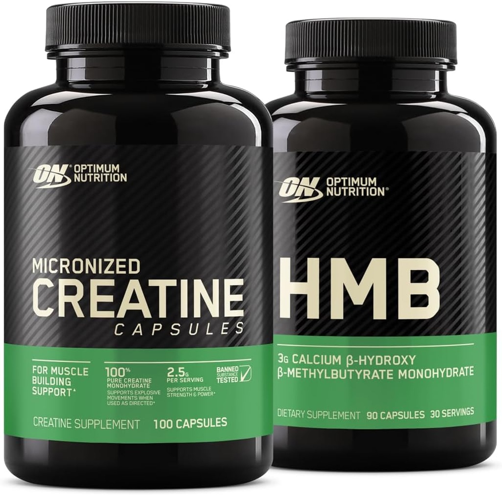 Optimum Nutrition Unflavored Creatine Monohydrate 100 Capsules Agrupados con Optimum Nutirtion HMB 90 Capsules