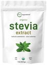 Pure Organic Stevia Powder, 1 libra (2,837 servidumbre), Highest Grade Stevia Green Leaf Extracto Reb-A ← Reducida Bitter Aftertaste ← 0 Calorie, Sweetener natural, Sugar Alternative, Keto Friendly