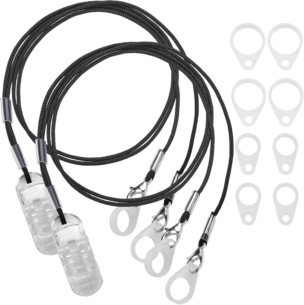 MEDca Hearing Aid Clips - Protective Holder with Anti Lost Lanyard Cord - Rope with Loops and Clip and Security Clip Ideal para Behind The Ear Hearing Aids and Personal Sound Amplifiers, (Pack of 2)