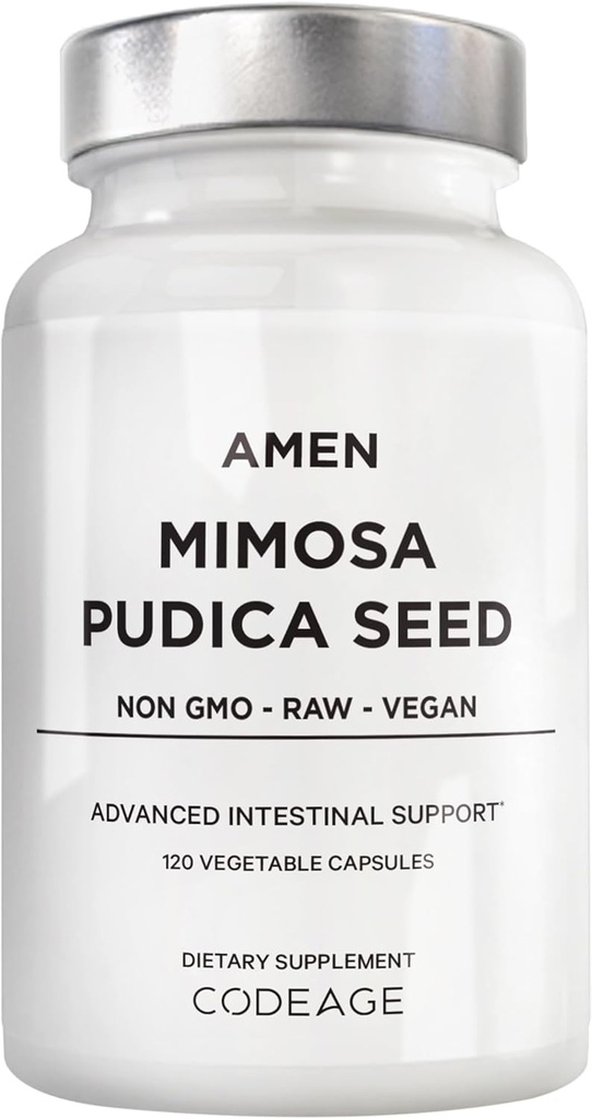 Amen Organic Mimosa Pudica Seeds Capsules, 2 Month Supply, Vegan Mimosa Pudica Planta Suplemento - Mimosine Sensitive Plant Pills - Fat Soluble Suplemento dietético - Non-GMO & Vegan - 120 cápsulas