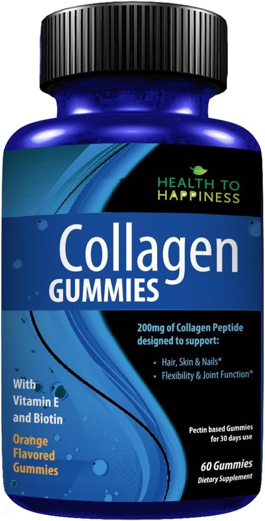 Collagen Gummies - Naranja Flavor tóxico Crecimiento del cabello, Cuidado de la piel, uñas fuertes, soporte de flexibilidad conjunta