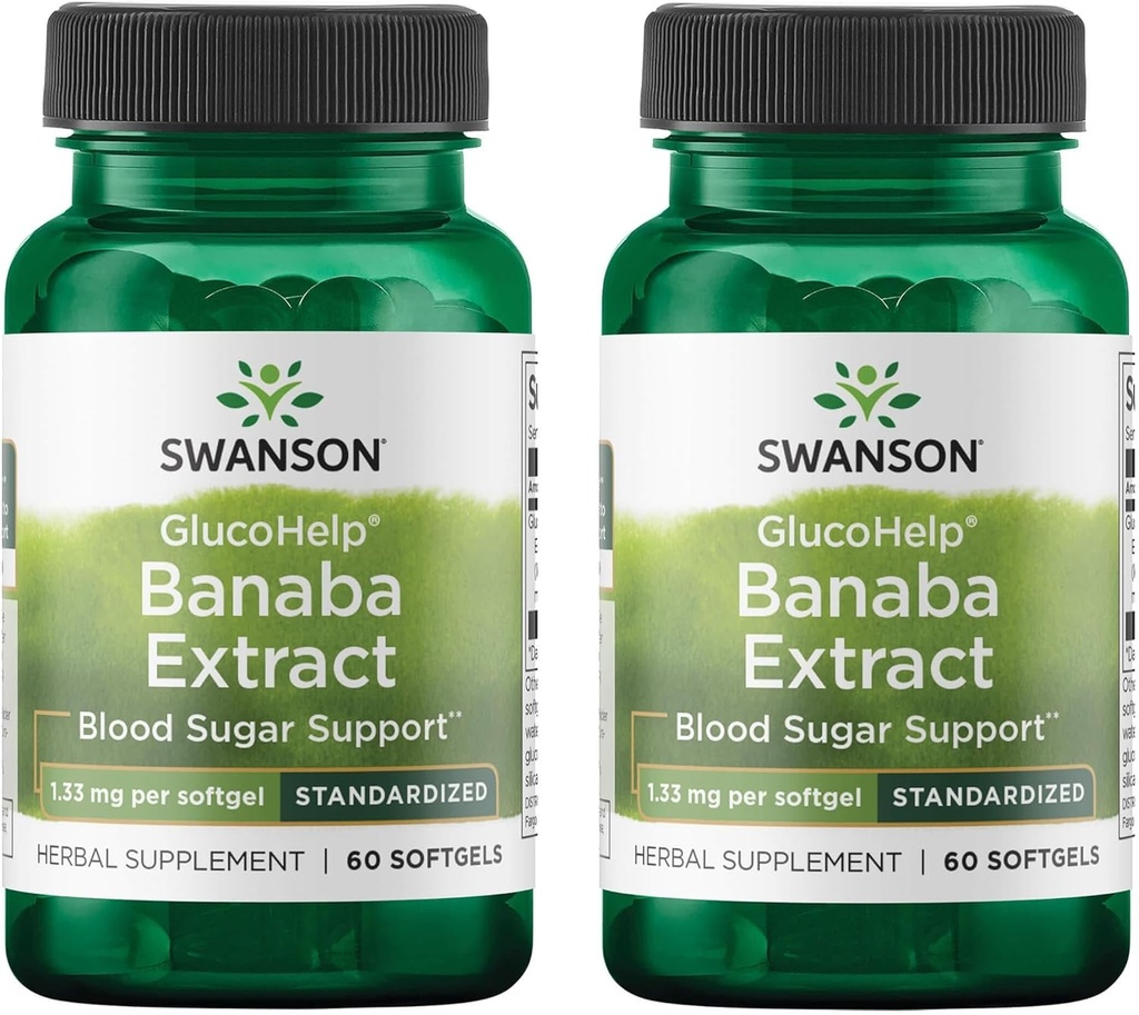 Swanson Glucohelp Banaba Extracto - Normalizado 1,33 mg 60 Sgels (2 Pack)