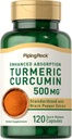 Piping Rock Turmeric Curcumin with Black Pepper 500mg | 120 Capsules | Standardized Herbal Supplement | Non-GMO, Gluten Free