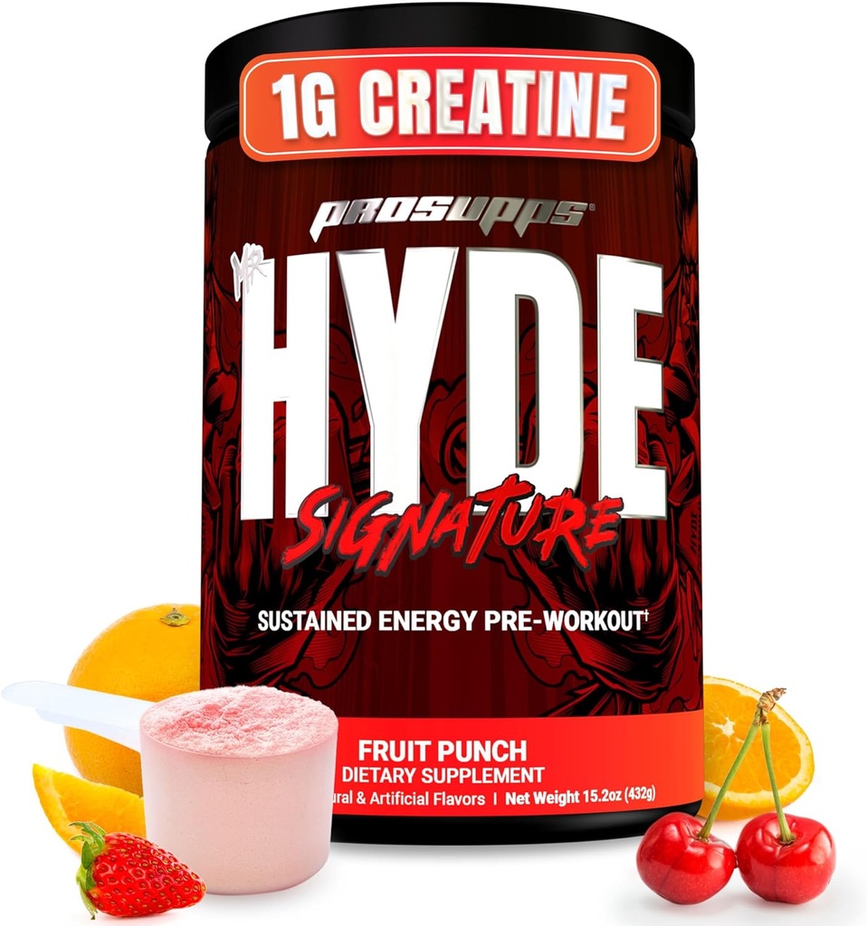 PROSUPPS Mr. Hyde Signature Pre Workout Powder with Creatine, Beta Alanine &amp; Caffeine - Performance, Energy & Endurance - Clean Fitness &amp; Gym Supplements for Men &amp; Women (Fruit Punch, 60 Servings)