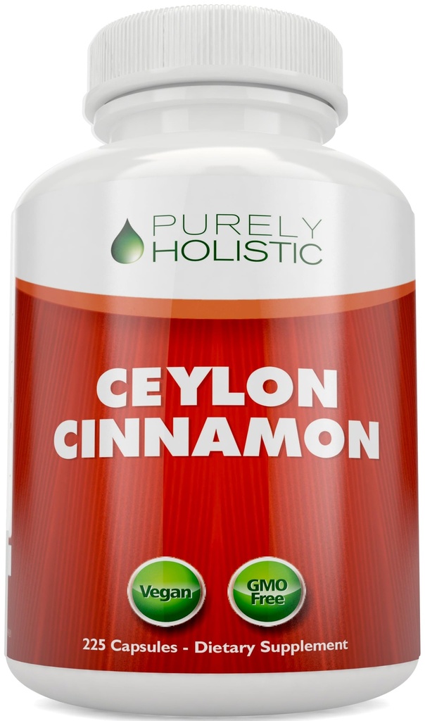 Puramente Holistic Ceylon Cinnamon Capsules 1500mg, 225 Vegan Cinnamon Capsules, 75 Day Supply (25% Más Servings), True Sri Lankan Ceylon Cinnamon Suplemento