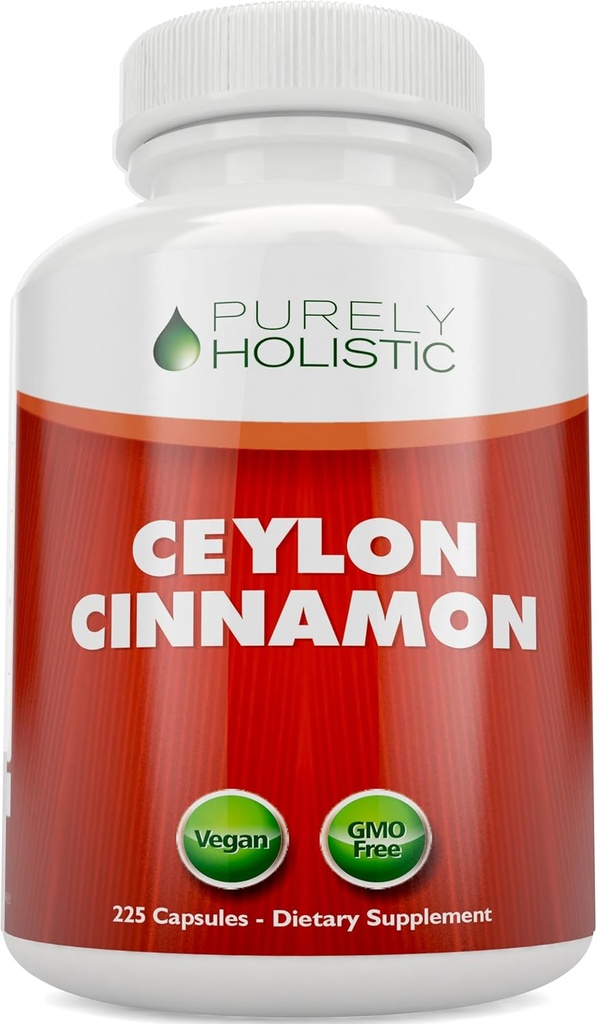 Puramente Holistic Ceylon Cinnamon Capsules 1500mg, 225 Vegan Cinnamon Capsules, 75 Day Supply (25% Más Servings), True Sri Lankan Ceylon Cinnamon Suplemento