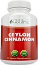 Puramente Holistic Ceylon Cinnamon Capsules 1500mg, 225 Vegan Cinnamon Capsules, 75 Day Supply (25% Más Servings), True Sri Lankan Ceylon Cinnamon Suplemento