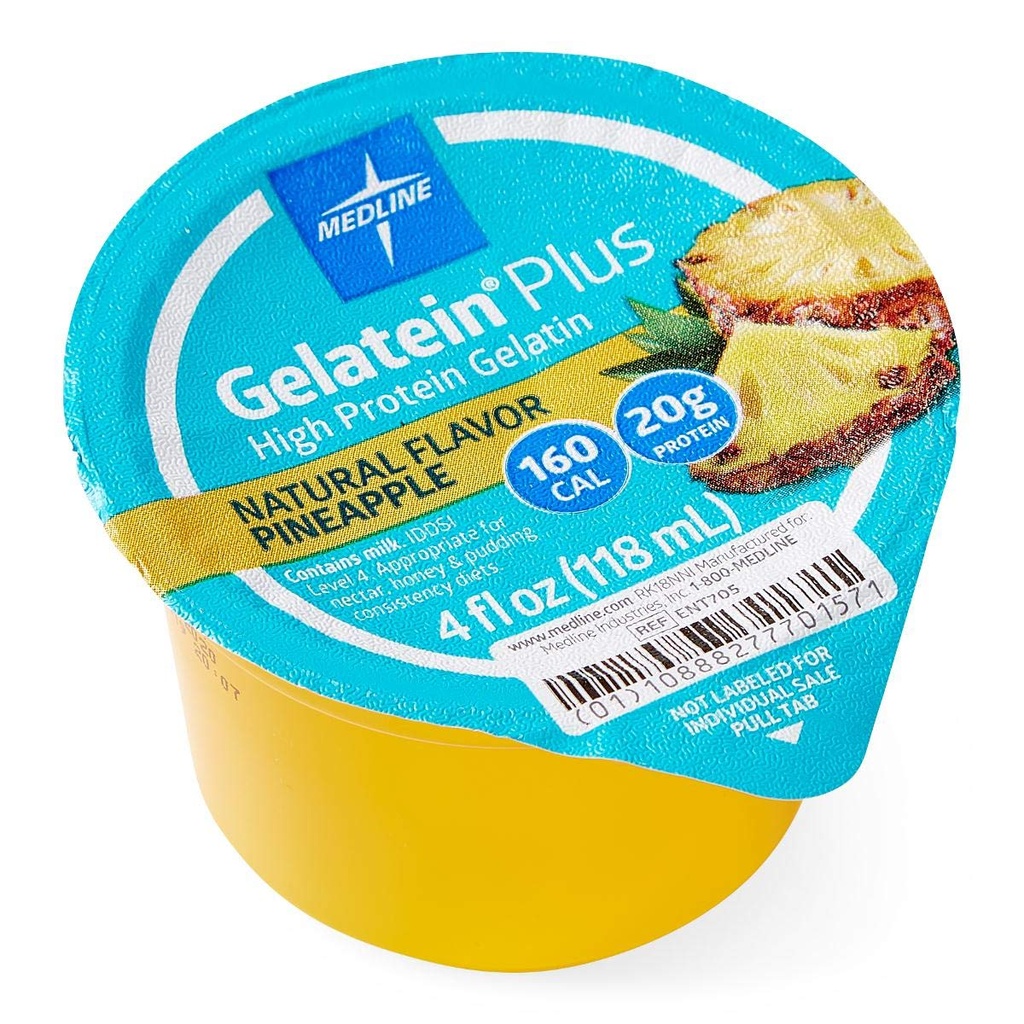 Medline Active Gelatein Plus Suplemento, Fácil de Servir, Proteína y Calorie Enhanced, Pineapple Flavor, 4oz. Copa (Caso de 36)