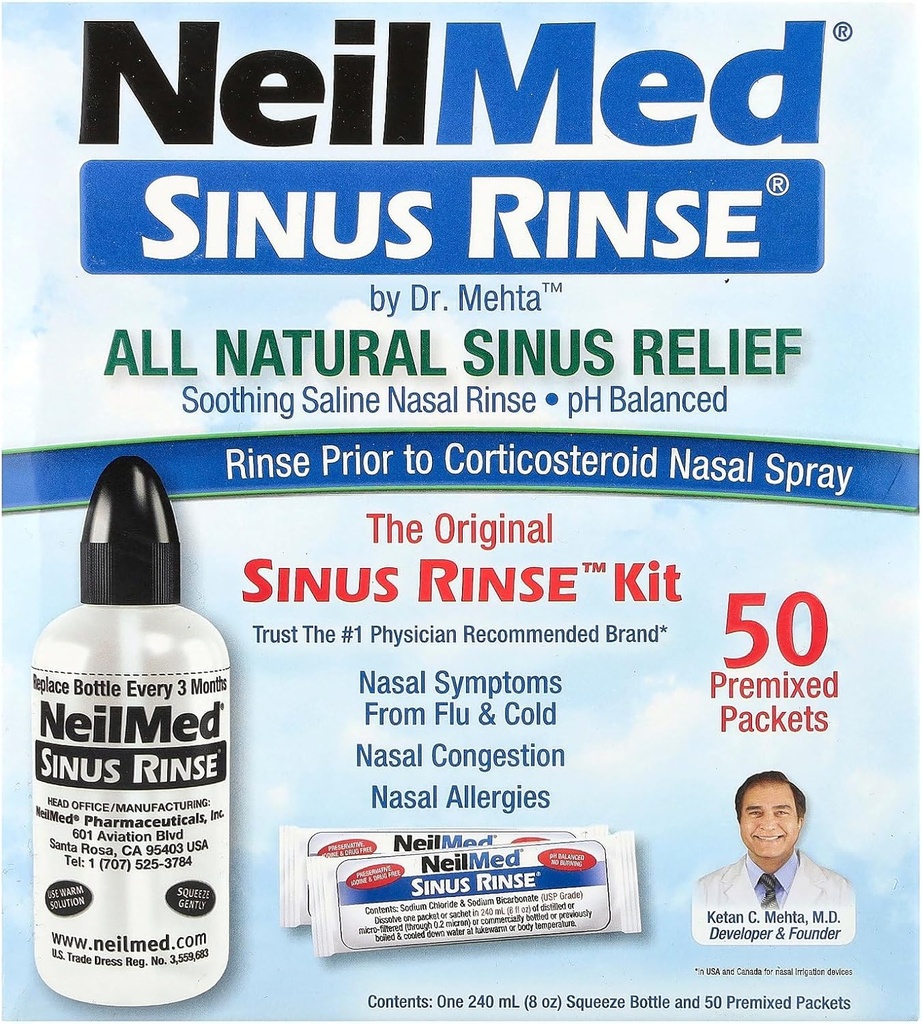 NeilMed Sinus Rinse - Un completo Sinus Nasal Rinse Kit, 50 cuenta (Pack of 1) El conde puede variar