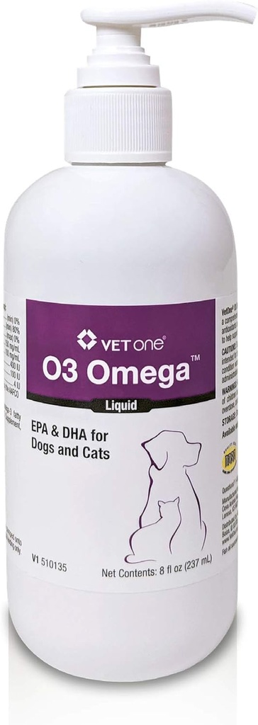 Omega 3 aceite de pescado líquido - ácidos grasos nutricionales EPA &amp; DHA, Omega 3 para perros " gatos, construye inmune " suplemento de salud, piel y carne para perros, vitaminas de gato, 8 oz Omega 3 líquido - VetOne