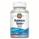 KAL Magnesium Taurate 400mg Plus CoEnzyme Vitamina B6, Suplemento de Magnesio Chelated, Función del Musculo Saludable, Nerve y Soporte de Salud del Corazón, Gluten Free, Vegan, Garantía de 60 días, 45 Serv, 90 Tablets