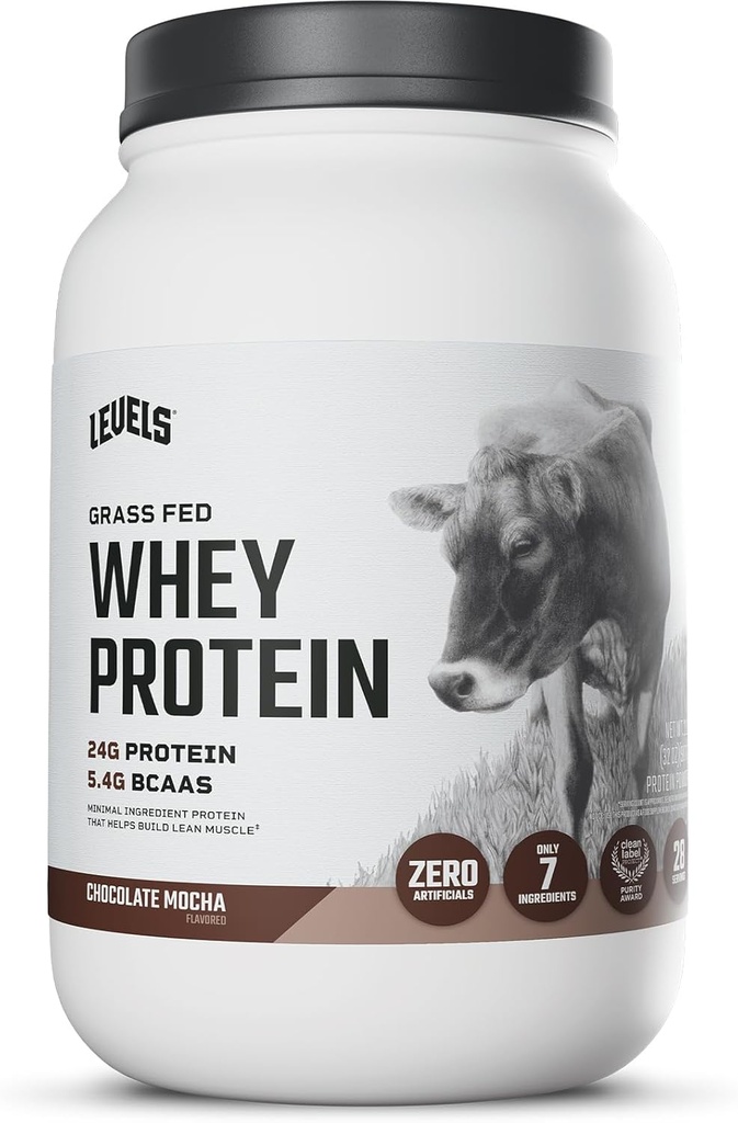 Niveles Grass Fed Whey Protein Powder, No Artificials, 24G de Protein, Chocolate Mocha, 2LB