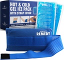 Paquetes de hielo de 2 patas perfectos para lesiones con cubierta de cuero, compresas calientes flexibles, envases de hielo suave para la ayuda en condiciones de daño, alternativa a botellas de agua caliente (Blue, Regular)