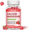 Calcio Magnesio Zinc Gummies con vitamina D3 & K2, Gran Absorción Magnesio Glycinate Potasio para Immune y Calm Mood, Raspberry Flavor 60 Gummies