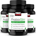 Factor de fuerza ProbioSlim, Suplemento Probiótico para Mujeres y Hombres con Probióticos y Extracto de Té Verde, Reducir Gas, Bloqueo, Estreñimiento, Apoyo Salud Digestiva " Salud Gut, 30 Cuenta (Pack of 3)