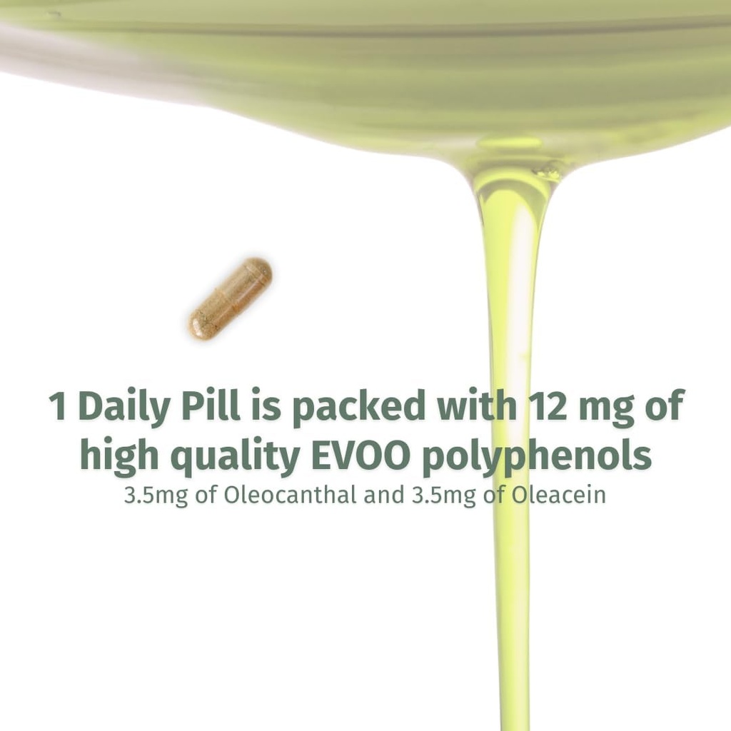OleocanTM Capsules - 90 Day Supply - Premium EVOO Polyphenol Supplement - 3.5mg of Oleocanthal and 3.5mg of Oleacein - Broad Spectrum