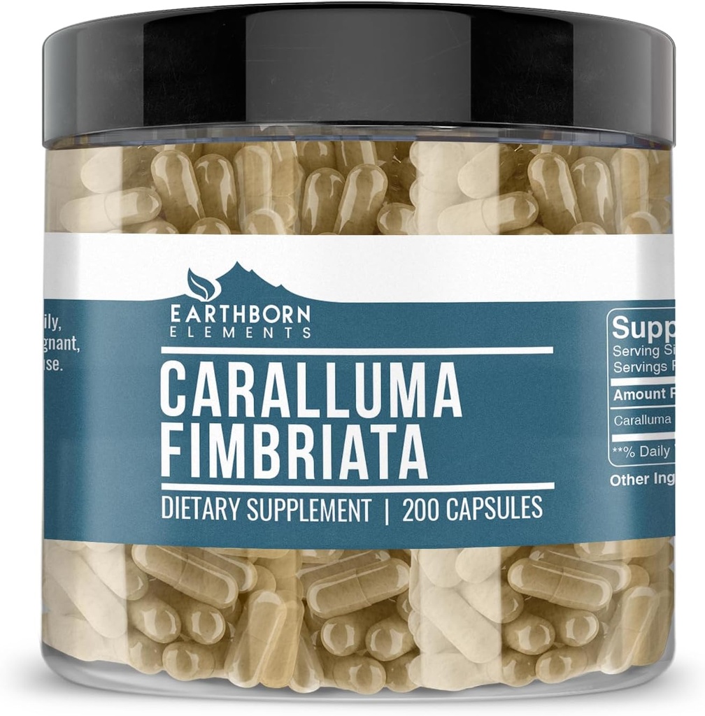 Elementos terrestres Caralluma Fimbriata 200 Capsules, Puro ' Undiluted, No Additives