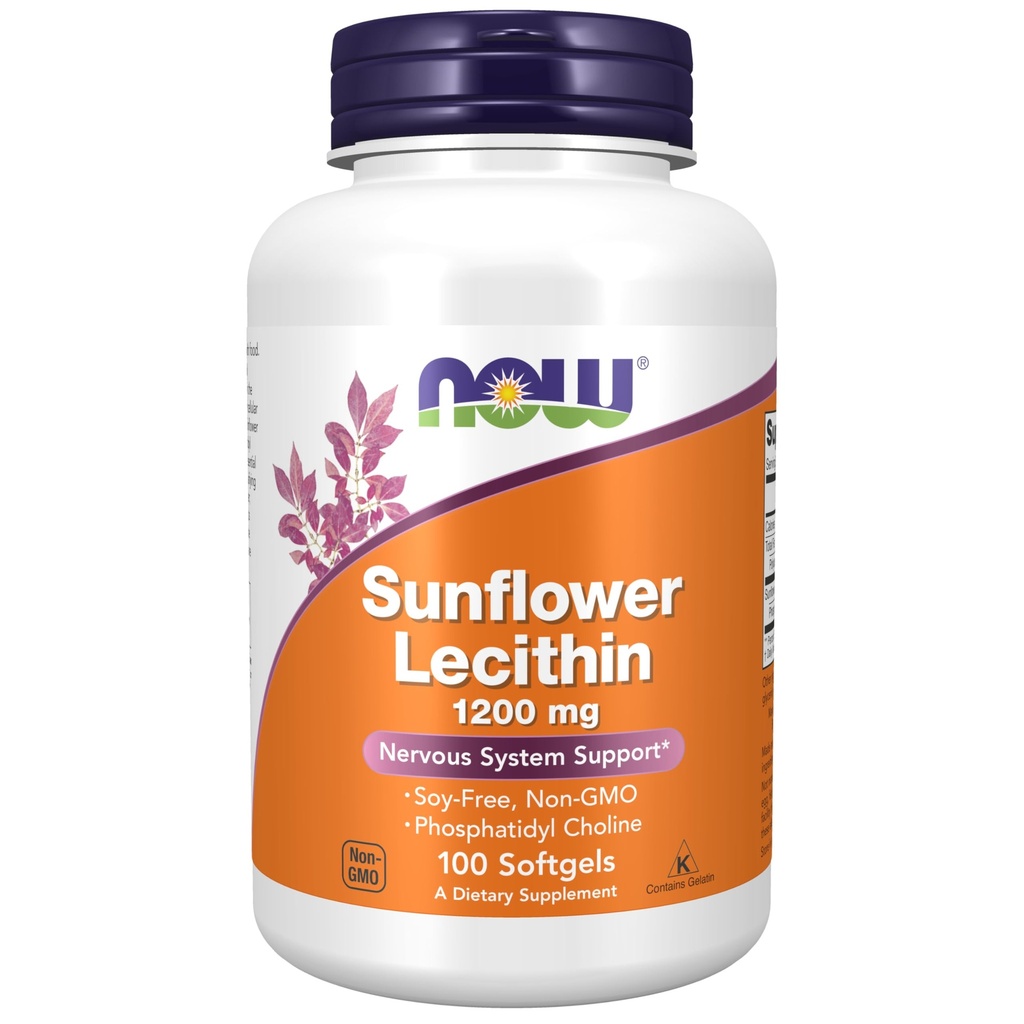 AHORA Suplementos de alimentos, Lecitina de girasol 1200 mg con fosfatidil Choline, 100 Softgels