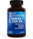 BioEmblem Omega-3 Fish Oil 2000mg - Small Size Softgels, High Absorption Form, Sustainable - 1400mg EPA &DHA Plus Vitamin D3, Non-GMO, Heart, Joint, & Brain Health Fish Oil Supplement, 120 Ct