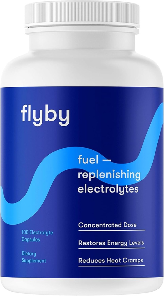 Flyby Electrolyte Replacement Tablets - Pills &amp; Capsules for Rapid Rehydration, Recovery, Keto & Cramps - Salts, Magnesium, Potassium, Sodium - Paleo, Keto & Vegan Friendly - 100 cápsulas