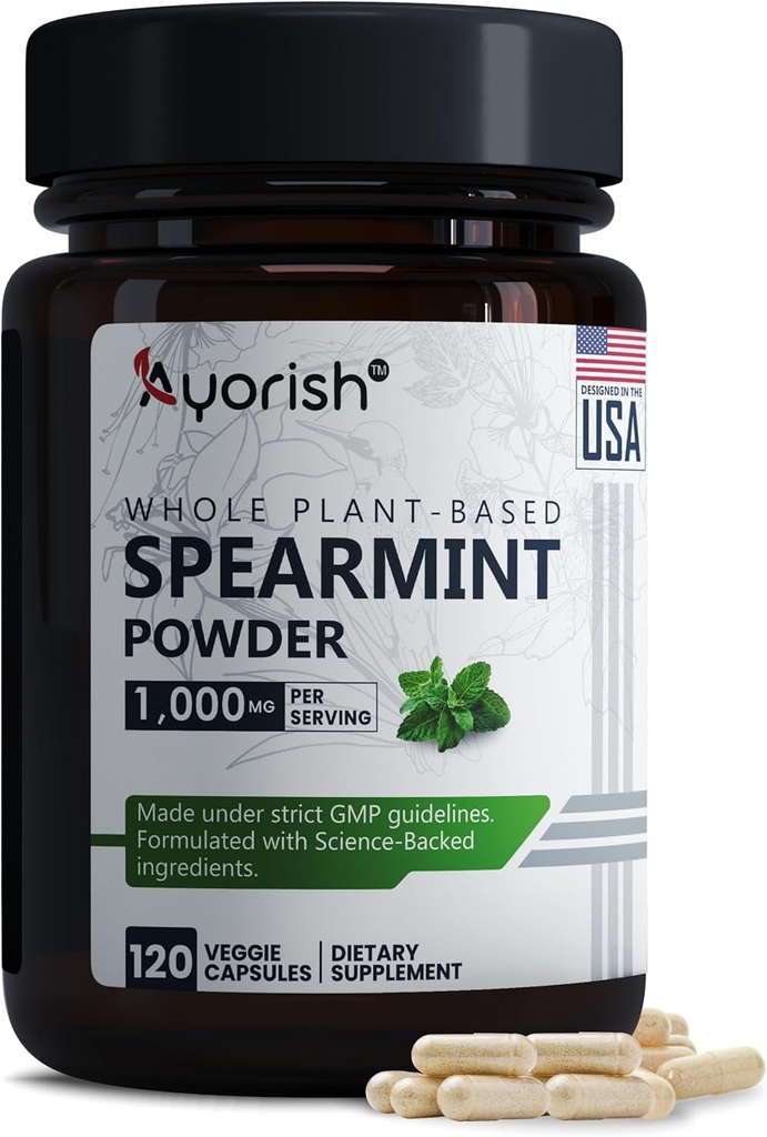 Spearmint Capsules 1000mg - hojas de memoria para Gut Cleanse &amp; Digestive Support - Mentha Spicata Supplement - Non GMO, Gluten Free - 120 Condes