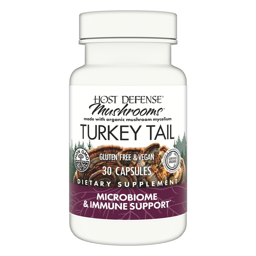 Host Defense Turkey Tail Capsules - Digestive Health & Immune Response Support Supplement - Mushroom Supplement for Gastrointestinal & Gut Microbiome Support - 30 Capsules (15 Servings)*