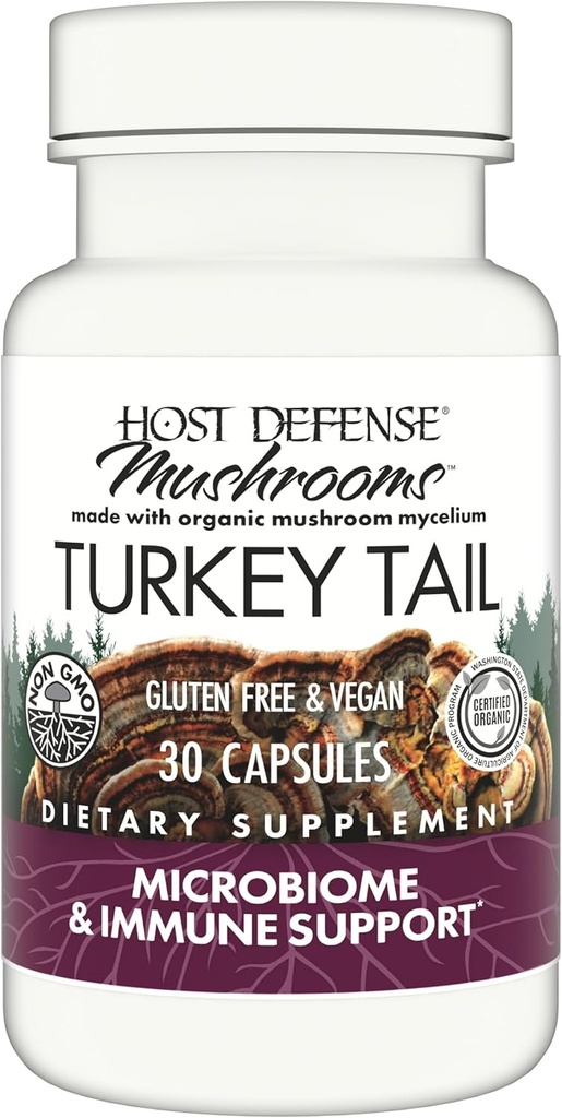 Host Defense Turquía Tail Capsules - Salud Digestiva &amp; Respuesta Inmunitaria Suplemento - Suplemento de Mushroom para Gastrointestinal &amp; Gut Microbiome Soporte - 30 cápsulas (15 Servimientos)*